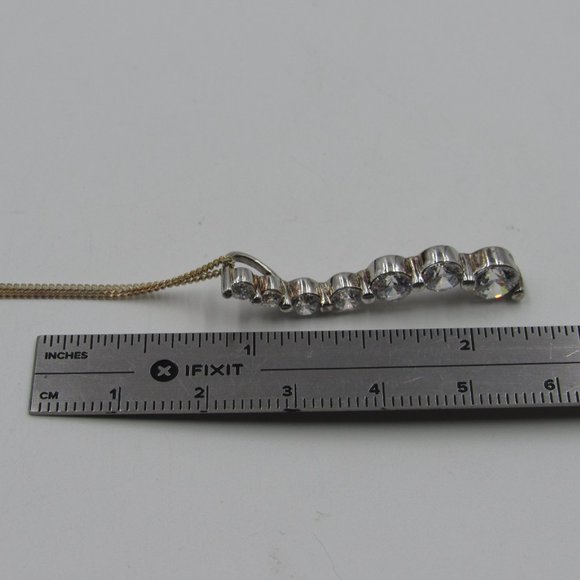 19" Sterling Tiered Style CZ Diamond Necklace - Picture 5 of 6